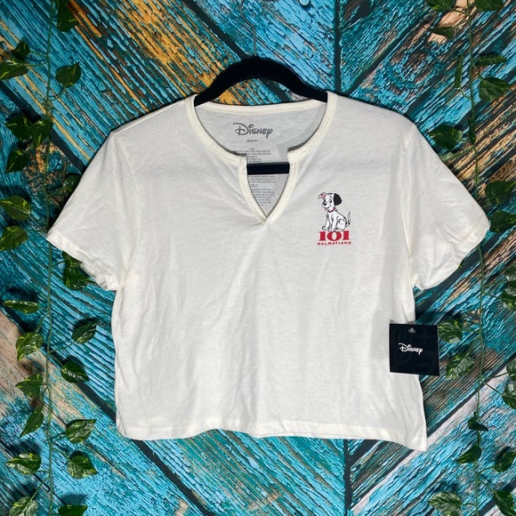 Disney 101 Dalmatians Puppy V Neck White Crop Top NWT - Picture 6 of 12